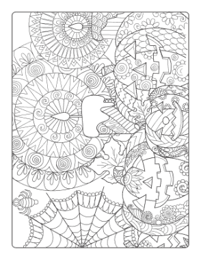 Free Download PDF Books, Halloween Pumpkins Candles Intricate Pattern Coloring Template