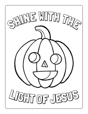 Free Download PDF Books, Halloween Shine With Light Of Jesus Happy Pumpkin Coloring Template