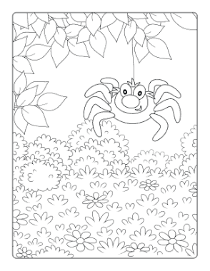 Free Download PDF Books, Halloween Spider Flowers Coloring Template