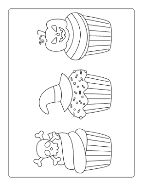 Free Download PDF Books, Halloween Spooky Cupcakes Kids Set 1 Coloring Template
