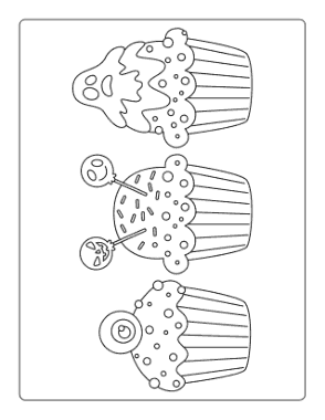 Free Download PDF Books, Halloween Spooky Cupcakes Kids Set 3 Coloring Template