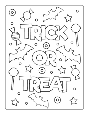 Free Download PDF Books, Halloween Trick Or Treat Candy Bats Coloring Template