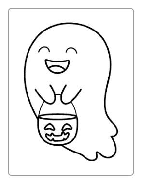 Free Download PDF Books, Halloween Trick Treat Cute Ghost Coloring Template