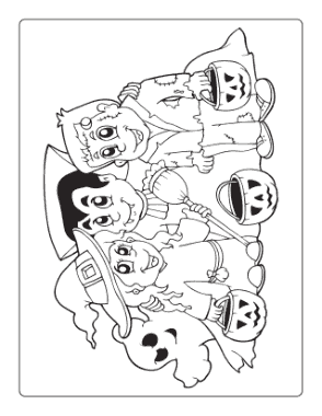 Free Download PDF Books, Halloween Trick Treat Ghost Witch Vampire Monster Coloring Template