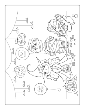 Free Download PDF Books, Halloween Witch Mummy Pirate Coloring Template