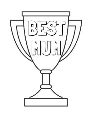 Free Download PDF Books, Mothers Day Best Mum Trophy Coloring Template