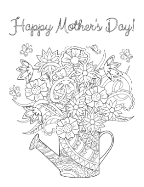 Free Download PDF Books, Mothers Day Beautiful Flowers In Jug Doodle Teens Coloring Template