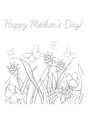 Free Download PDF Books, Mothers Day Butterflies Grass Coloring Template