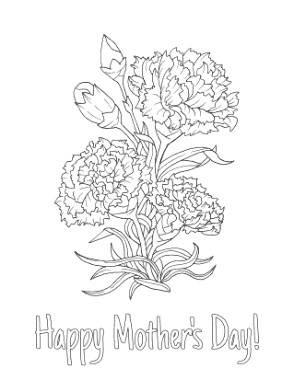 Free Download PDF Books, Mothers Day Carnations Coloring Template