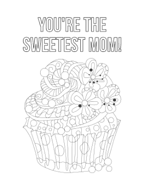 Free Download PDF Books, Mothers Day Cupcake Sweetest Mom Coloring Template