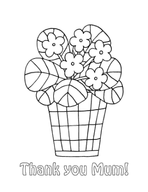 Free Download PDF Books, Mothers Day Cute Flower Pot Thank You Mum Coloring Template
