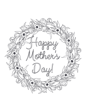 Free Download PDF Books, Mothers Day Flower Wreath Coloring Template