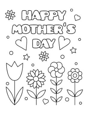 Free Download PDF Books, Mothers Day Flowers Hearts Circles Coloring Template