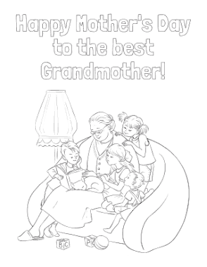 Free Download PDF Books, Mothers Day Grandmother Coloring Template