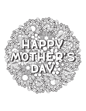 Free Download PDF Books, Mothers Day Happy Day Flower Doodle Coloring Template