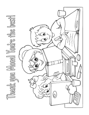 Free Download PDF Books, Mothers Day Homeschool Thank You Mom Coloring Template