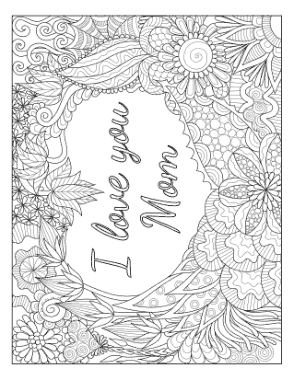 Free Download PDF Books, Mothers Day I Love You Mom Doodle Teens Coloring Template