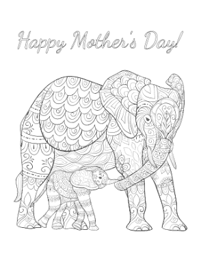 Free Download PDF Books, Mothers Day Mother Baby Elephant Teen Doodle Coloring Template