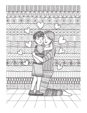 Free Download PDF Books, Mothers Day Mother Son Hug Doodle Coloring Template