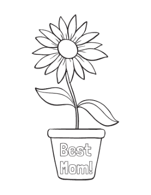 Free Download PDF Books, Mothers Day Single Flower In Pot Best Mom Coloring Template