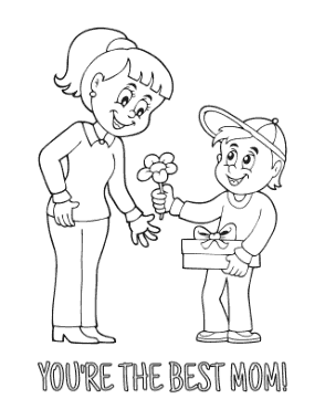 Free Download PDF Books, Mothers Day Son Flower To Best Mom Coloring Template