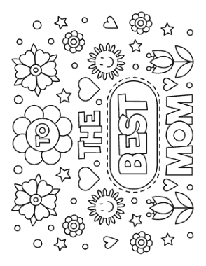 Free Download PDF Books, Mothers Day To The Best Mom Coloring Template