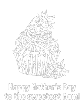 Free Download PDF Books, Mothers Day To The Sweetest Mom Cupcake Coloring Template