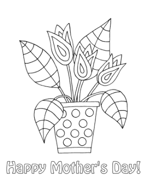 Free Download PDF Books, Mothers Day Tulips In Pot Coloring Template