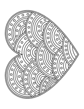 Free Download PDF Books, Heart Curved Striped Pattern for Adults Coloring Template