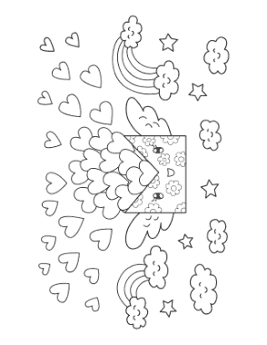 Free Download PDF Books, Heart Cute Love Letter Coloring Template