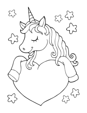 Free Download PDF Books, Heart Cute Unicorn With Heart Coloring Template
