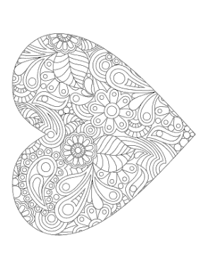 Free Download PDF Books, Heart Intricate Heart Doodle for Adults Coloring Template