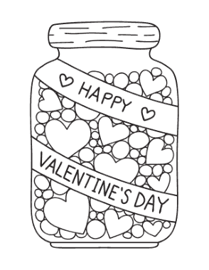 Free Download PDF Books, Heart Jar of Hearts Valentines Day Coloring Template
