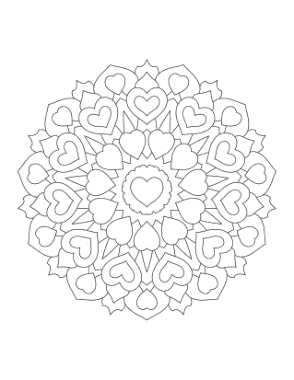 Free Download PDF Books, Heart Mandala for Adults Coloring Template