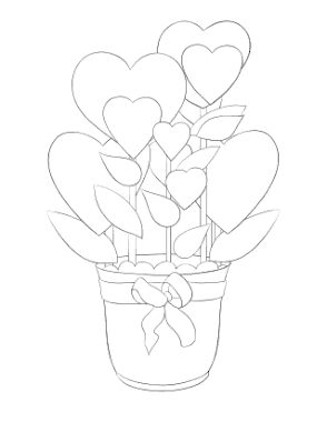 Free Download PDF Books, Heart Pot Plant Coloring Template