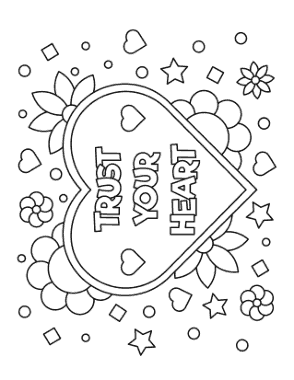 Free Download PDF Books, Heart Trust Your Heart Coloring Template