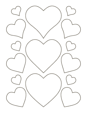 Free Download PDF Books, Heart Various Styles Sizes Coloring Template