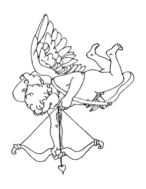 Free Download PDF Books, Heart Vintage Style Cupid With Bow Coloring Template