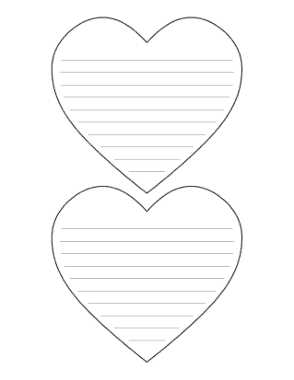 Free Download PDF Books, Heart With Lines for Writing Medium Coloring Template