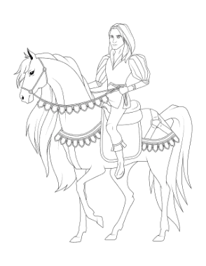 Free Download PDF Books, Horse Prince Riding Elegant Horse Coloring Template