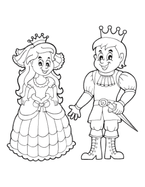Free Download PDF Books, Prince Princess Cartoon Coloring Template