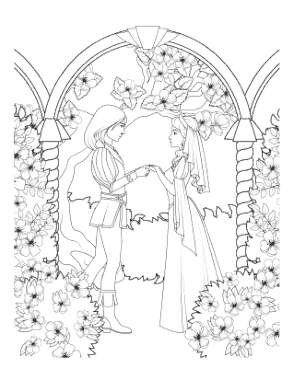 Free Download PDF Books, Prince Princess Holding Hands Coloring Template