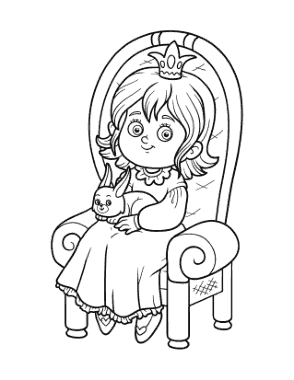 Free Download PDF Books, Princess With Bunny Rabbit Coloring Template