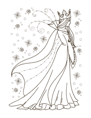 Free Download PDF Books, Winter Snow Queen Coloring Template