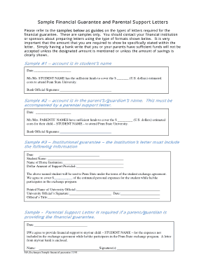 Free Download PDF Books, Sample Financial Guarantee and Parental Support Letter Template