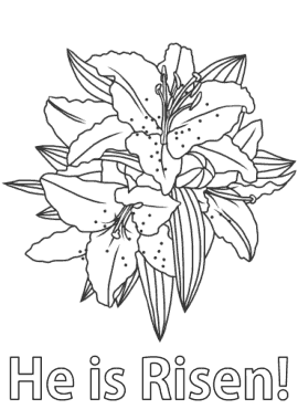 Free Download PDF Books, Easter Cards He Is Risen Lillies To Color Template
