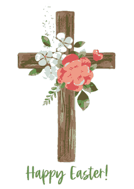 Free Download PDF Books, Easter Cards Religious Cross Flowers Template