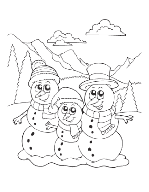 Free Download PDF Books, Snowman 3 Cute Snowman In Mountains Template