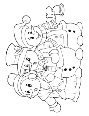 Free Download PDF Books, Snowman 3 Snowmen Singing Carols Template