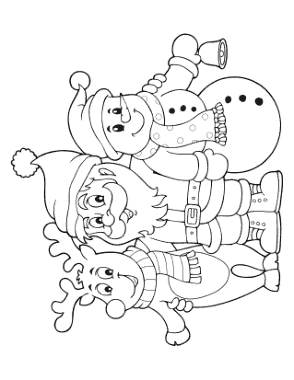 Free Download PDF Books, Snowman Cute Reindeer Santa Snowman With Bell Template